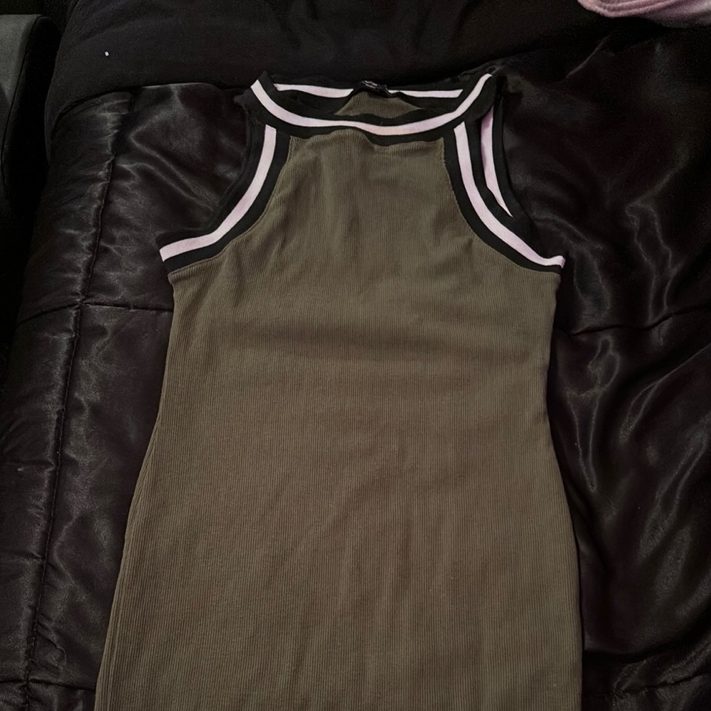 Stylish Olive Green Sleeveless Dress